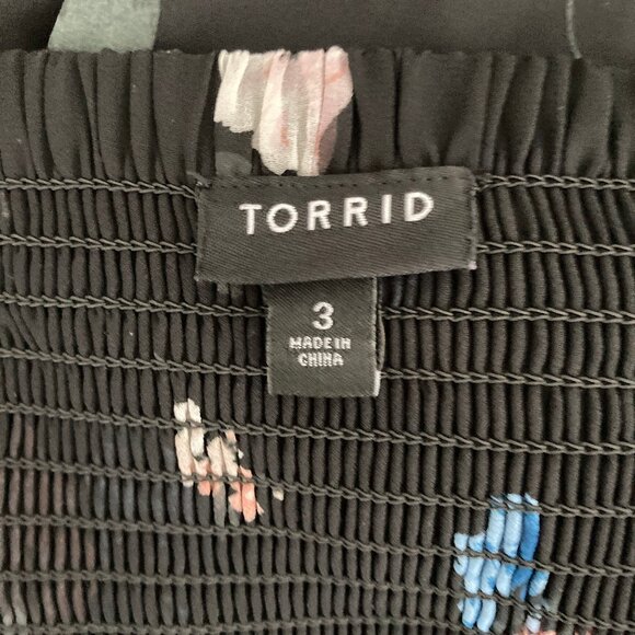 Torrid Black Pink Floral Slip Strap Ruffled Hem Maxi Dress  3 - Picture 13 of 16